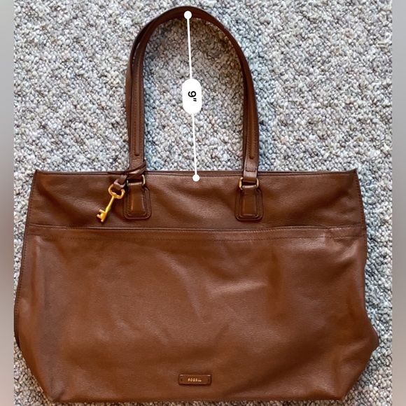 FOSSIL Brown Leather Tote Shoulder Bag - Picture 4 of 6